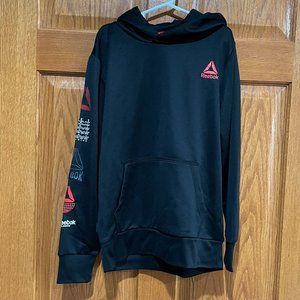 REEBOK Boy's M 8 Classic Black Performance Hoodie Sweatshirt Logo NWT NEW